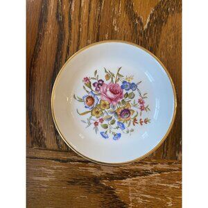 Vintage 1982 Avon Floral Decorative Plate 5.5" Bone China Hand Painted Gold Trim